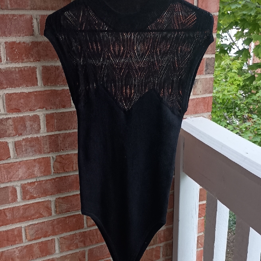 Black Asymmetrical Sleeveless Bodysuit